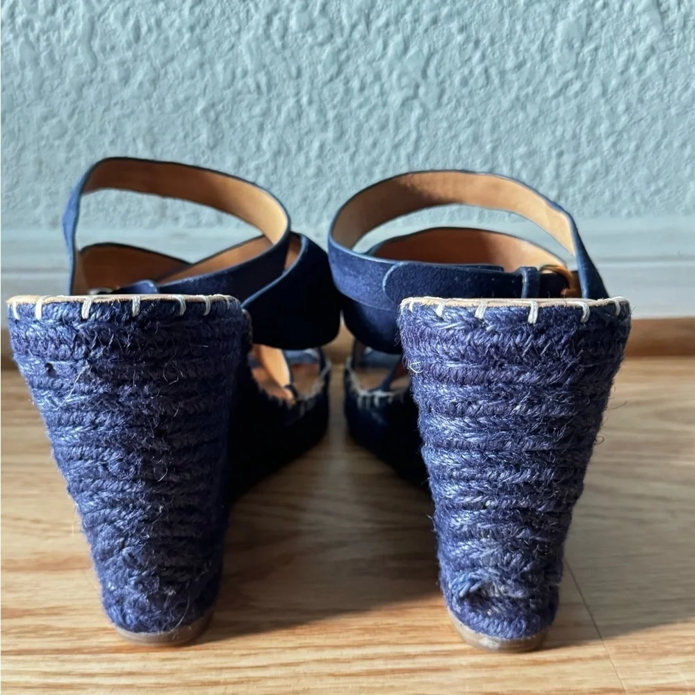 Joie Kaelyn Espadrille Wedge Ankle Strap Open Toe Blue cloud straps Sandal 39